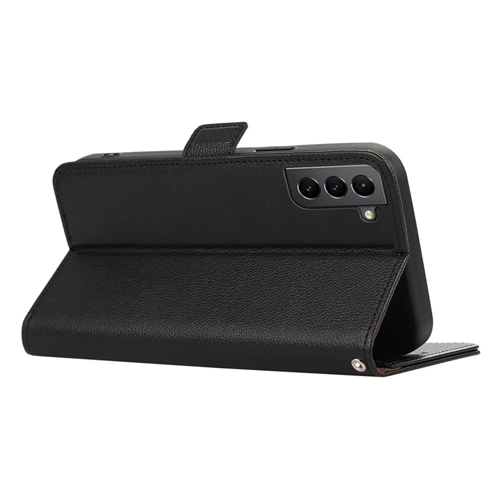 ABEEL For Samsung Galaxy S21+ 5G Case RFID Blocking Stand Folio Leather Phone Cover - Black - 3