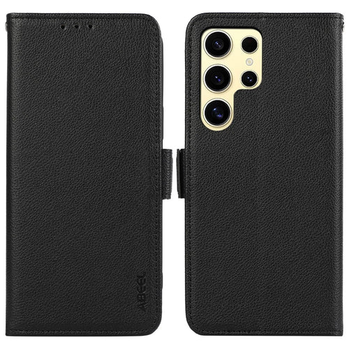 ABEEL For Samsung Galaxy S24 Ultra Case Litchi Texture Leather RFID Blocking Phone Cover - Black - 1