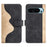 For Google Pixel 9 / Pixel 9 Pro Case PU Leather Wallet Color Splicing Drop-Proof Cell Phone Cover - Black - 1