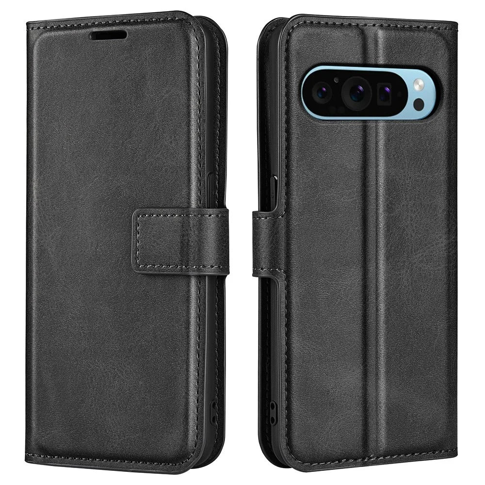 For Google Pixel 9 / Pixel 9 Pro PU Leather Case Anti-Scratch Calf Texture Phone Protective Cover - Black - 1