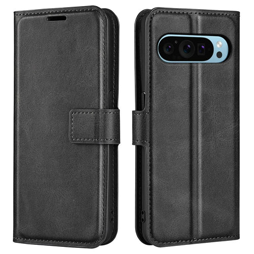 For Google Pixel 9 / Pixel 9 Pro PU Leather Case Anti-Scratch Calf Texture Phone Protective Cover - Black - 1