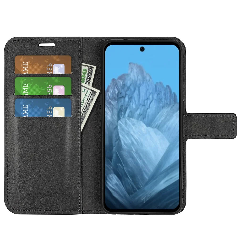 For Google Pixel 9 / Pixel 9 Pro PU Leather Case Anti-Scratch Calf Texture Phone Protective Cover - Black - 2