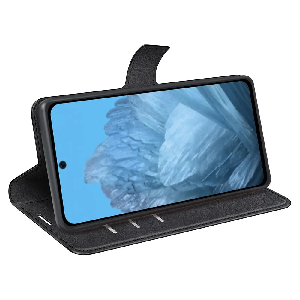 For Google Pixel 9 / Pixel 9 Pro PU Leather Case Anti-Scratch Calf Texture Phone Protective Cover - Black - 3