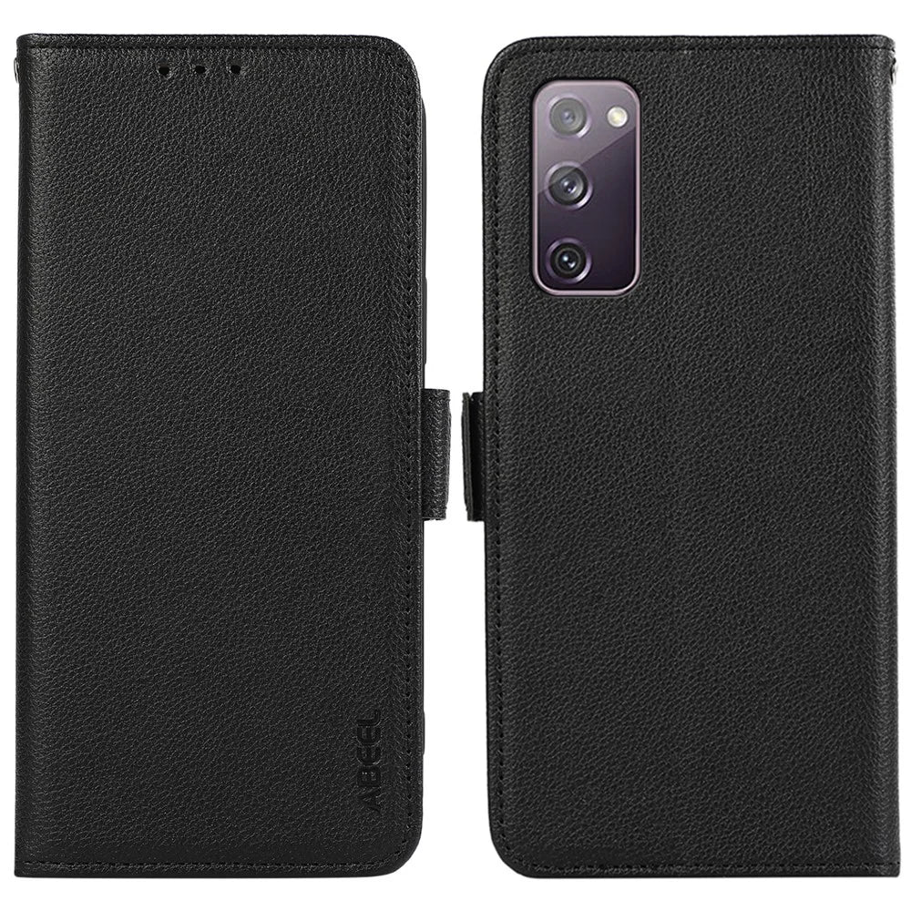ABEEL For Samsung Galaxy S20 FE 4G / FE 5G / S20 Lite / S20 FE 2022 Case RFID Blocking Leather Phone Case - Black - 1