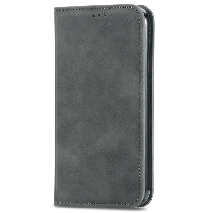For Samsung Galaxy A54 5G Case Skin-touch Leather Magnetic Adsorption Flip Phone Cover - Grey - 6
