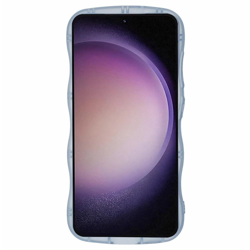JTW Series for Samsung Galaxy S23 TPU Case Wavy Edge Epoxy Anti-Drop Phone Cover - Transparent Blue - 2