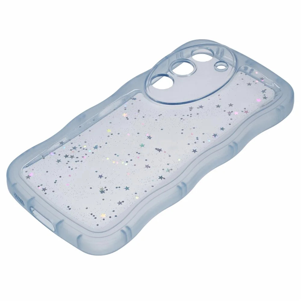 JTW Series for Samsung Galaxy S23 TPU Case Wavy Edge Epoxy Anti-Drop Phone Cover - Transparent Blue - 4