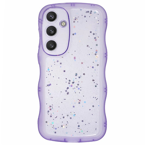 JTW Series for Samsung Galaxy S24 Case Wavy Edge Epoxy TPU Phone Cover - Transparent Purple - 1