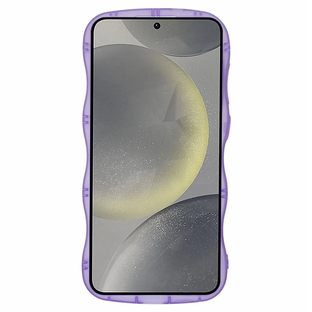 JTW Series for Samsung Galaxy S24 Case Wavy Edge Epoxy TPU Phone Cover - Transparent Purple - 2
