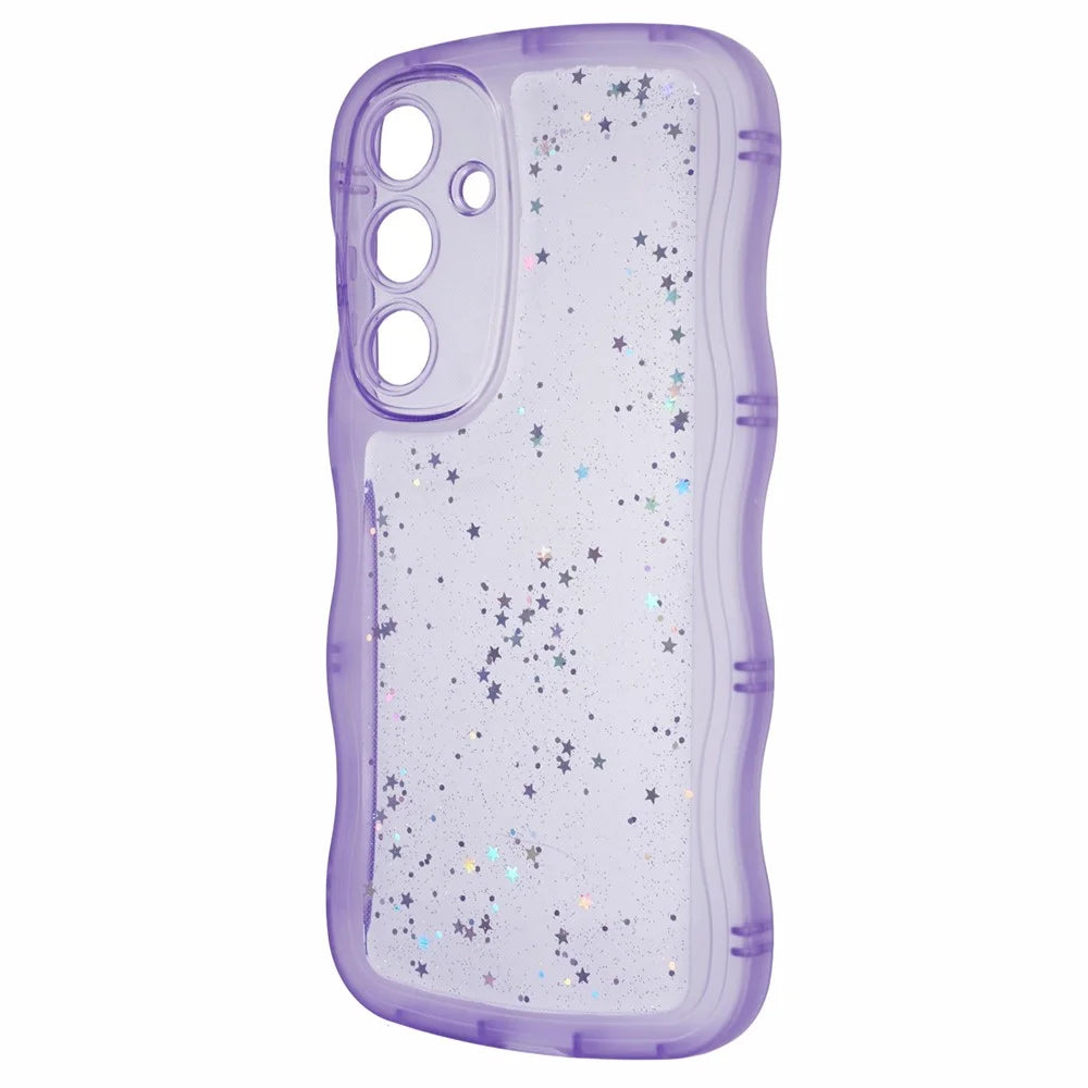 JTW Series for Samsung Galaxy S24 Case Wavy Edge Epoxy TPU Phone Cover - Transparent Purple - 3