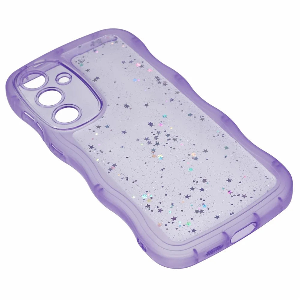 JTW Series for Samsung Galaxy S24 Case Wavy Edge Epoxy TPU Phone Cover - Transparent Purple - 5