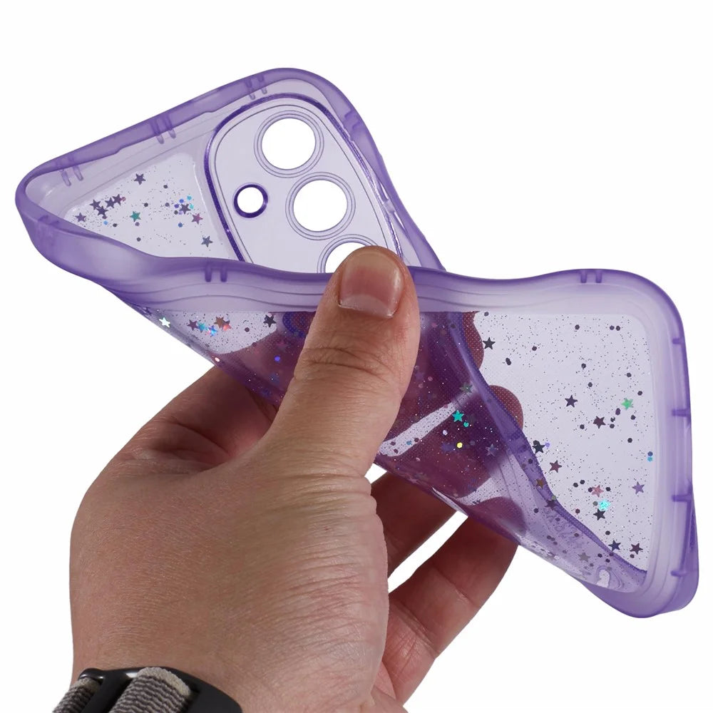 JTW Series for Samsung Galaxy S24 Case Wavy Edge Epoxy TPU Phone Cover - Transparent Purple - 6