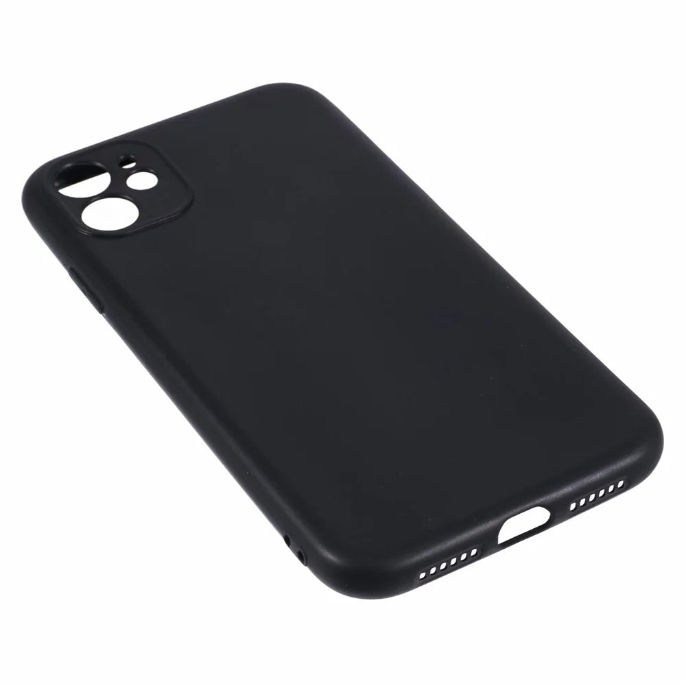 For iPhone 11 Black Case Glossy Surface Soft TPU Back Phone Cover - 5