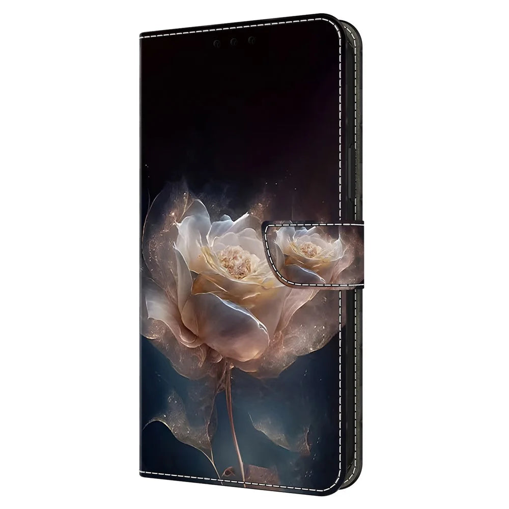 For iPhone 14 Pro Case Pattern PU Leather Flip Phone Cover Wallet - Peony - 6