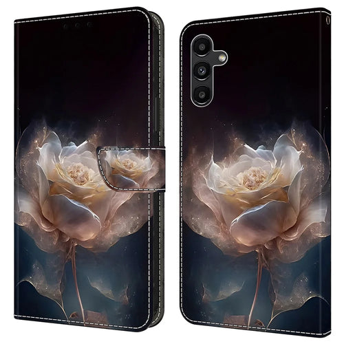 For Samsung Galaxy S24 Case Pattern Printing Leather Flip Phone Case - Peony - 1