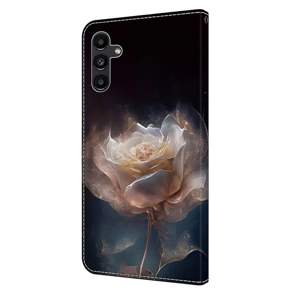 For Samsung Galaxy S24 Case Pattern Printing Leather Flip Phone Case - Peony - 7