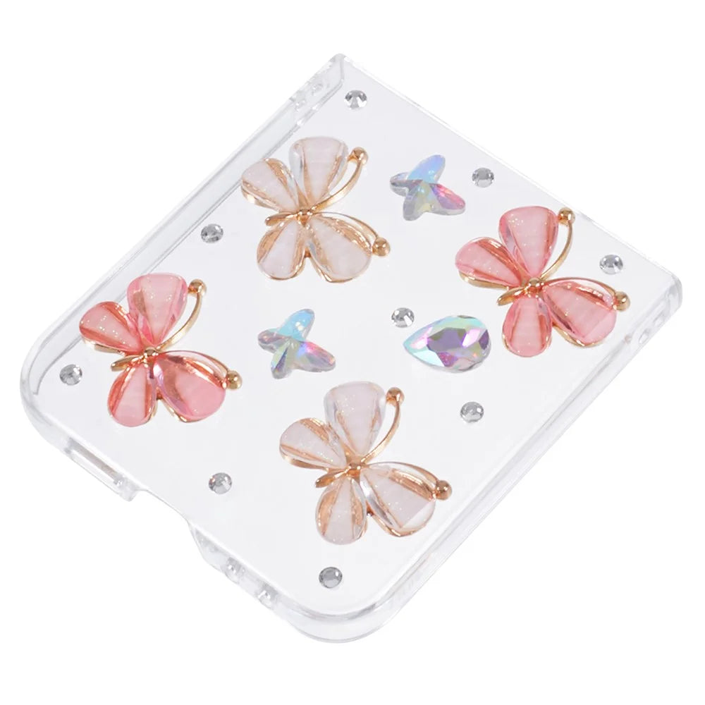 For Samsung Galaxy Z Flip7 FE 5G / Z Flip6 5G Case 2-Piece Design Rhinestone Decor Plastic Phone Cover - Butterflies - 7