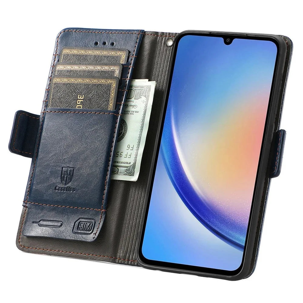 For Samsung Galaxy A35 5G Phone Cases CASENEO PU Leather Cover Stand with RFID Blocking Wallet - Blue - 2