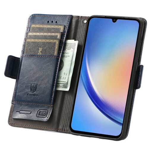 For Samsung Galaxy A35 5G Phone Cases CASENEO PU Leather Cover Stand with RFID Blocking Wallet - Blue - 2
