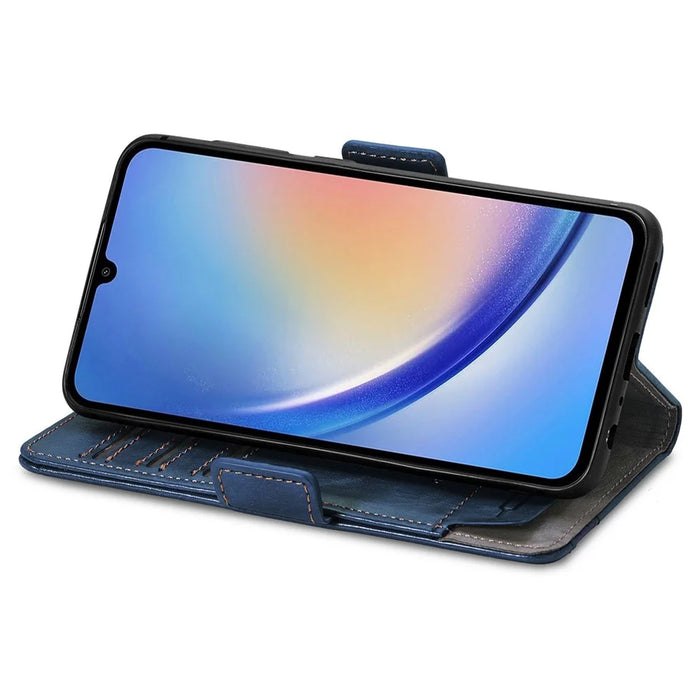 For Samsung Galaxy A35 5G Phone Cases CASENEO PU Leather Cover Stand with RFID Blocking Wallet - Blue - 3