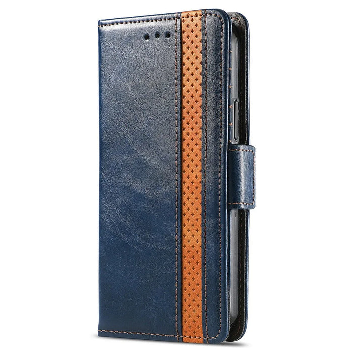 For Samsung Galaxy A35 5G Phone Cases CASENEO PU Leather Cover Stand with RFID Blocking Wallet - Blue - 5