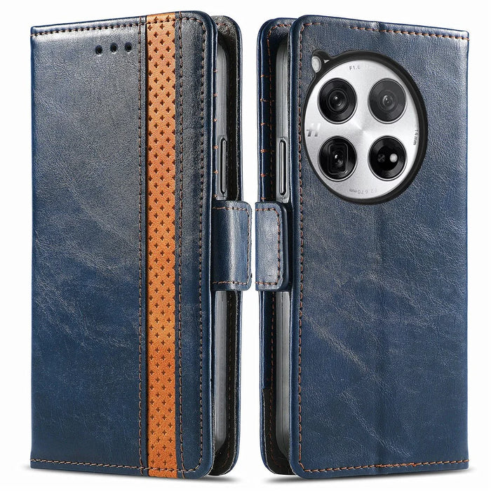 For OnePlus 12 5G Phone Cases CASENEO PU Leather Cover Stand with RFID Blocking Wallet - Blue - 1
