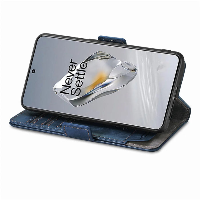For OnePlus 12 5G Phone Cases CASENEO PU Leather Cover Stand with RFID Blocking Wallet - Blue - 3