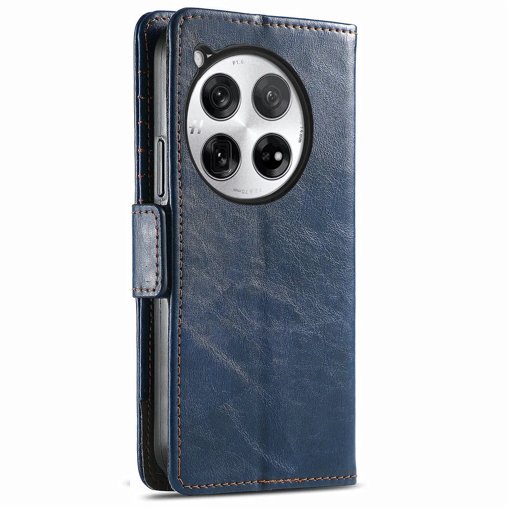 For OnePlus 12 5G Phone Cases CASENEO PU Leather Cover Stand with RFID Blocking Wallet - Blue - 7