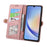 For Samsung Galaxy A55 5G Zipper Wallet Case Geometry Lines Leather Phone Cover with Strap - Pink - 2