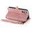For Samsung Galaxy A55 5G Zipper Wallet Case Geometry Lines Leather Phone Cover with Strap - Pink - 3
