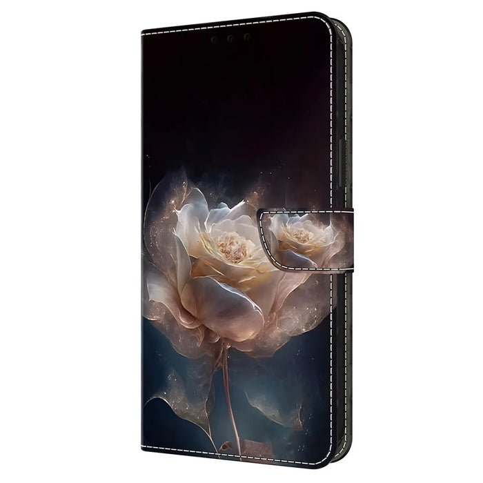 For Samsung Galaxy A55 5G Leather Case Wallet Stand Phone Cover Pattern Printed - Peony - 6