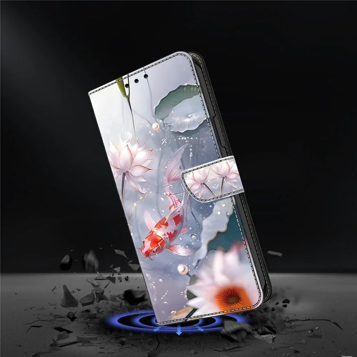 For Samsung Galaxy S23 FE Phone Case Pattern PU Leather Flip Cover with Magnetic Closure - Carp - 6