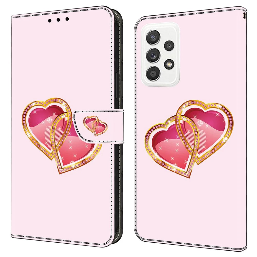 For Samsung Galaxy A23 5G (Global Version) / A23 4G Case Pattern Printing Leather Wallet Phone Cover - Love Heart - 1