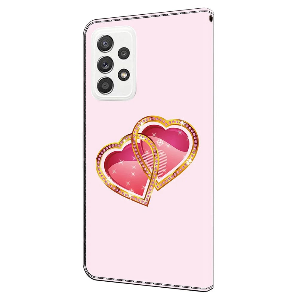 For Samsung Galaxy A23 5G (Global Version) / A23 4G Case Pattern Printing Leather Wallet Phone Cover - Love Heart - 4