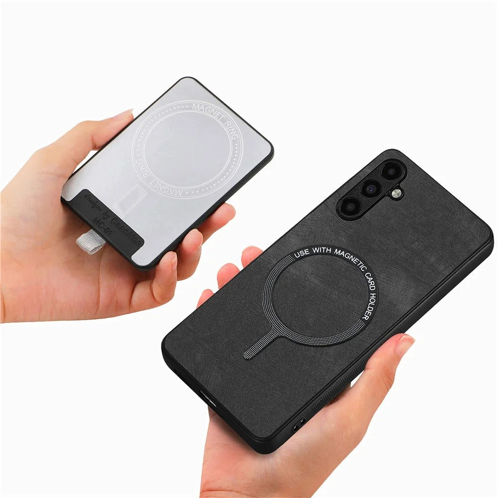 D7 For Samsung Galaxy A34 5G Kickstand Case Detachable Card Slot Magnetic Phone Cover - Black - 4