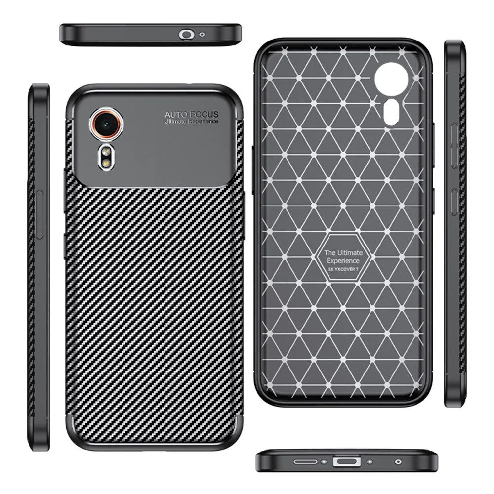 TPU Case for Samsung Galaxy Xcover7 Anti-Scratch Carbon Fiber Texture Phone Cover - 1