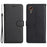 For Samsung Galaxy Xcover7 Case Solid Color Leather Mobile Cover Wallet Stand with Strap - Black - 1
