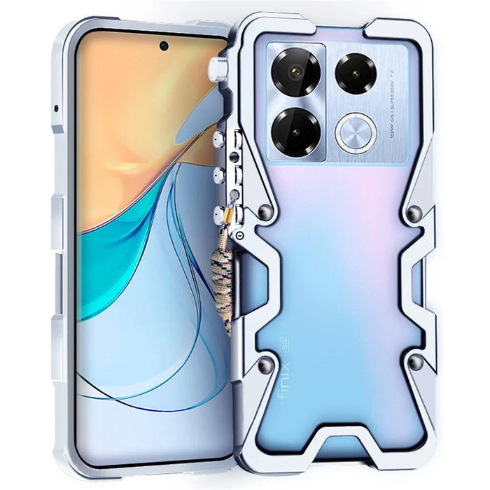 For Infinix Note 40 Pro+ Case Mechanical Arm Aluminium Alloy Heat Dissipation Smart Phone Cover - Silver - 1
