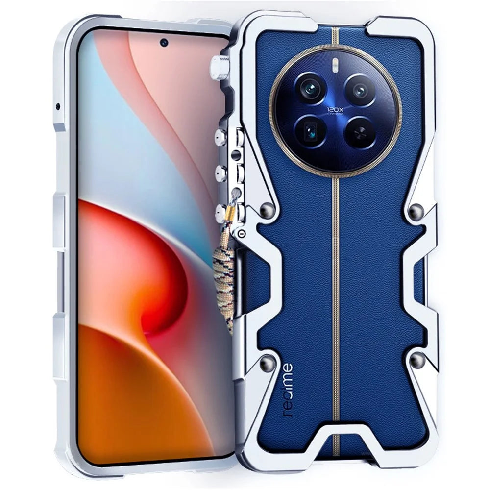 For Realme 11 Pro+ 5G / 11 Pro 5G / 12 Pro 5G / 12 Pro+ 5G / 12 Pro Ultra Phone Case Aluminium Alloy Mechanical Arm Heat Dissipation Shell - Silver - 2