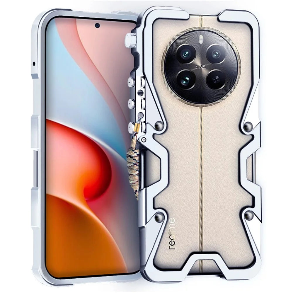 For Realme 11 Pro+ 5G / 11 Pro 5G / 12 Pro 5G / 12 Pro+ 5G / 12 Pro Ultra Phone Case Aluminium Alloy Mechanical Arm Heat Dissipation Shell - Silver - 3