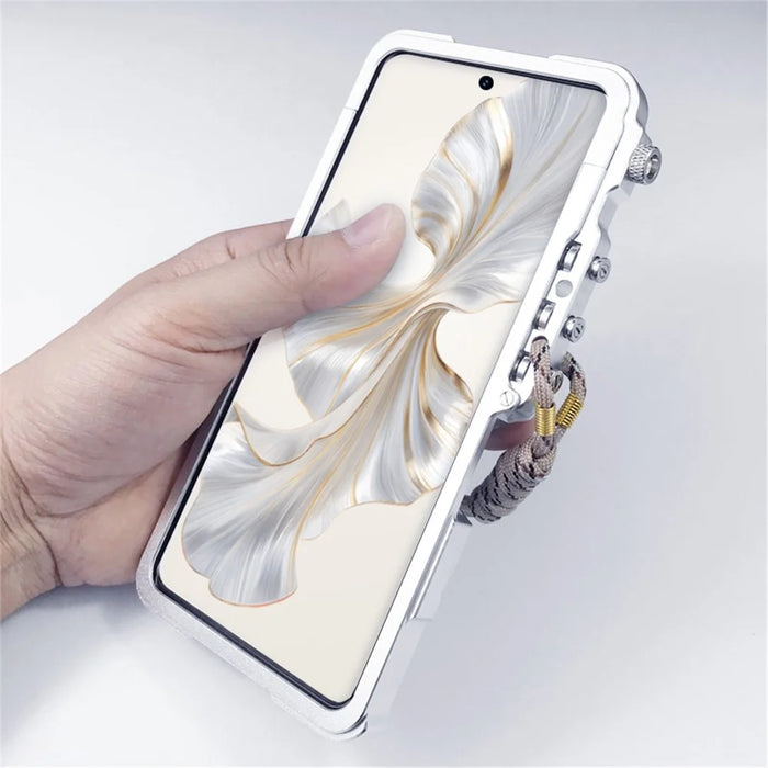 For Realme 12 4G / 12+ 5G Case Aluminium Alloy Phone Frame Protective Cover Mechanical Arm - Silver - 2