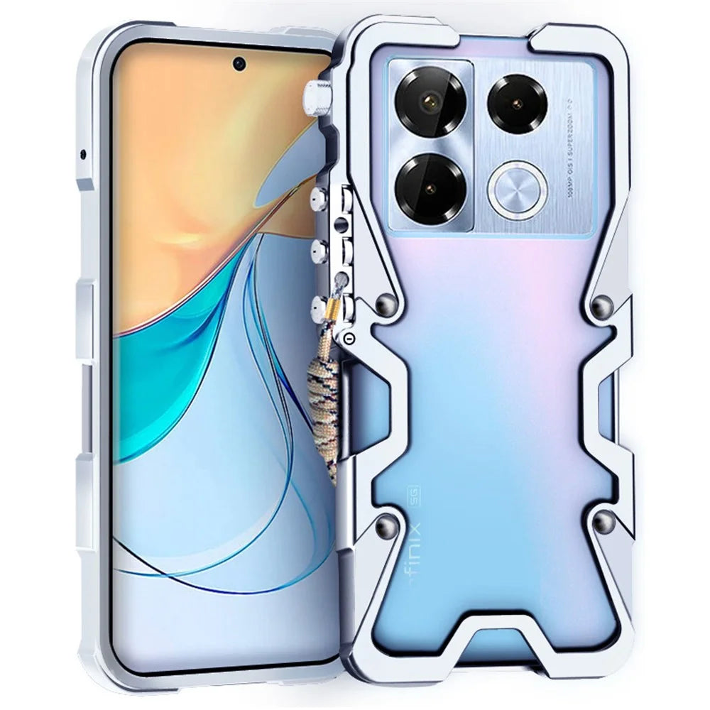 For Infinix Note 40 Pro 4G / 5G Aluminium Alloy Case Mechanical Arm Phone Frame Cover - Silver - 1