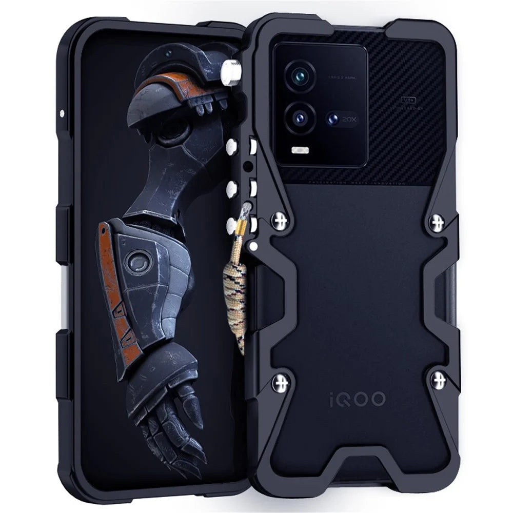 For vivo iQOO 9 / 9 Pro / 10 5G / 10 Pro 5G Case Aluminium Alloy Tough Armour Phone Cover - Black - 3