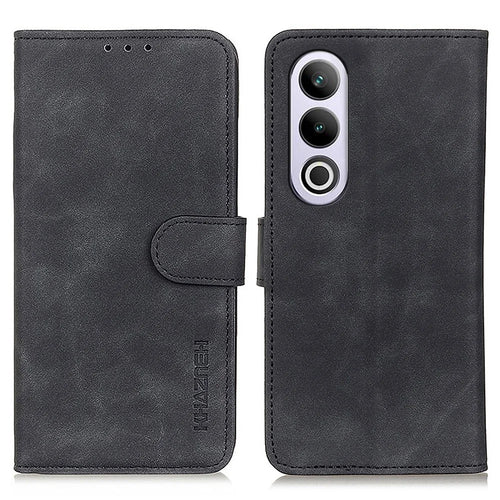 KHAZNEH For OnePlus Nord CE4 5G  / Oppo K12 Case Retro Design PU Leather Wallet Phone Cover - Black - 1