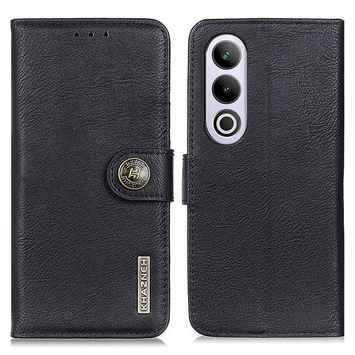 KHAZNEH For OnePlus Nord CE4 5G  / Oppo K12 Case PU Leather Cowhide Texture Flip Phone Cover - Black - 1