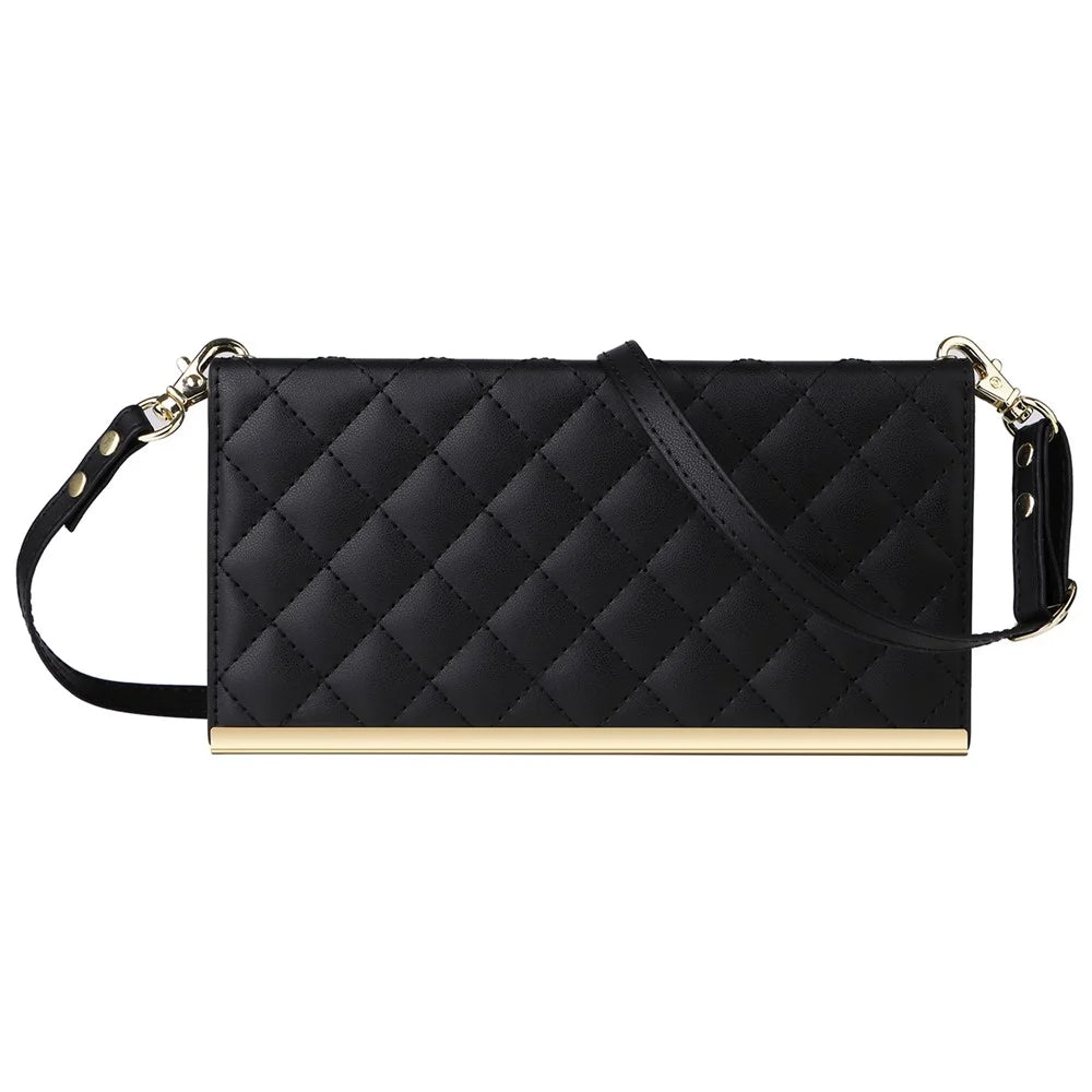 For Samsung Galaxy S23 Ultra Crossbody Case Suction Cup PU Leather Wallet Phone Cover - Black - 5