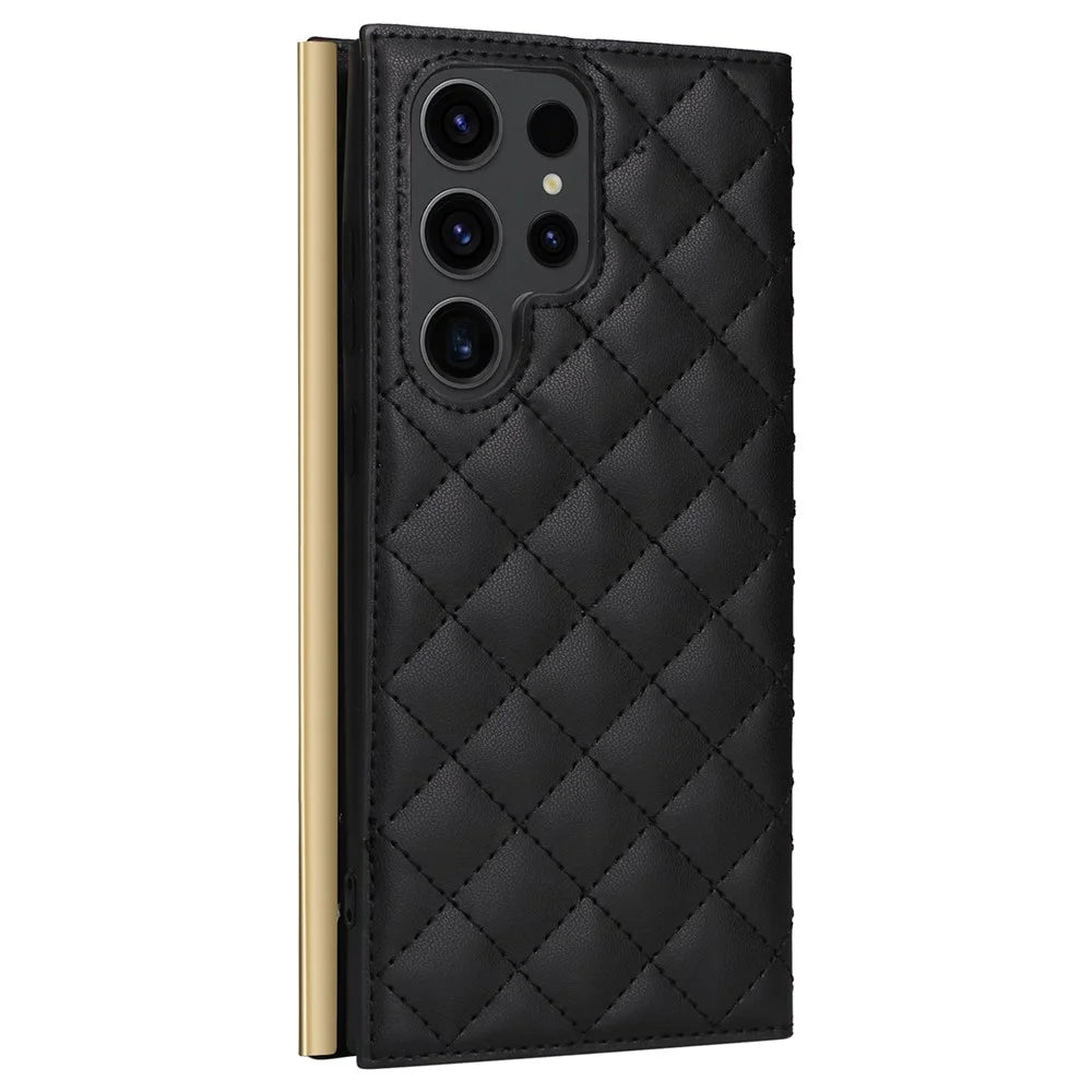 For Samsung Galaxy S23 Ultra Crossbody Case Suction Cup PU Leather Wallet Phone Cover - Black - 7