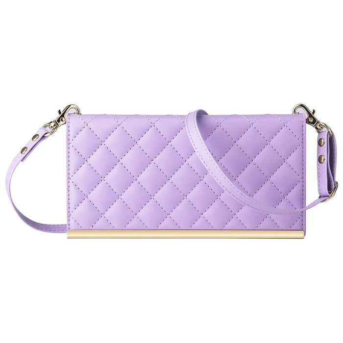 For Samsung Galaxy S24 Stand Wallet Phone Case PU Leather Flip Cover with Shoulder Strap - Purple - 6