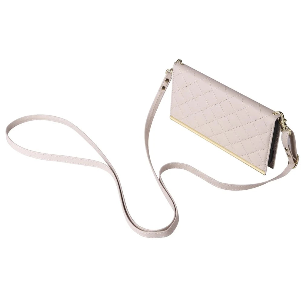 For Samsung Galaxy S24+ Case Suction Cup PU Leather Wallet Phone Cover with Straps - Beige - 5