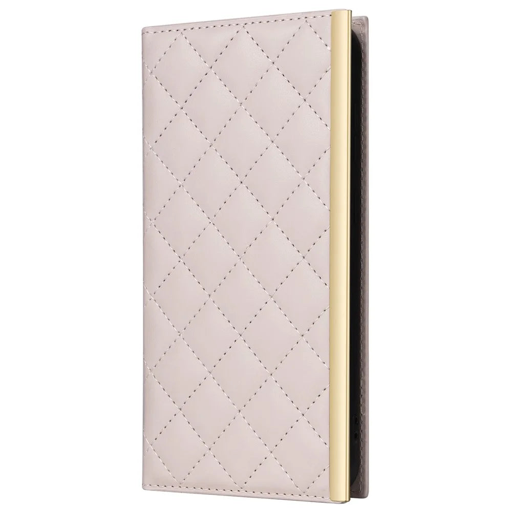 For Samsung Galaxy S24+ Case Suction Cup PU Leather Wallet Phone Cover with Straps - Beige - 7